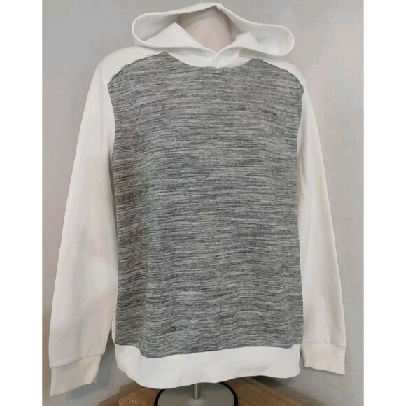 Calvin klein Men Heather Grey White Long sleeve Hooded Sweatshirt Size‎ Large - Picture 1 of 9
